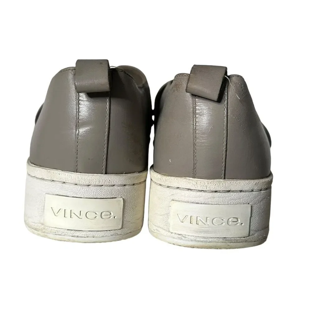 Vince Women's Platform Sneakers Size 9 Wallace Leather‎ Gray Slip On Shoes